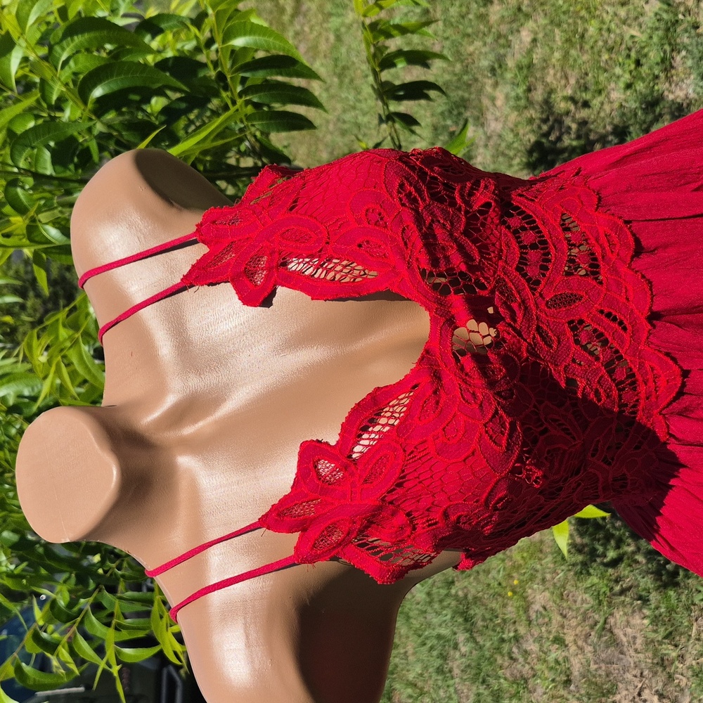 `ღ´- ♥ -`ღ´ Stunning Red Lace Front Dress `ღ´- ♥ -`ღ´ - Picture 3 of 17